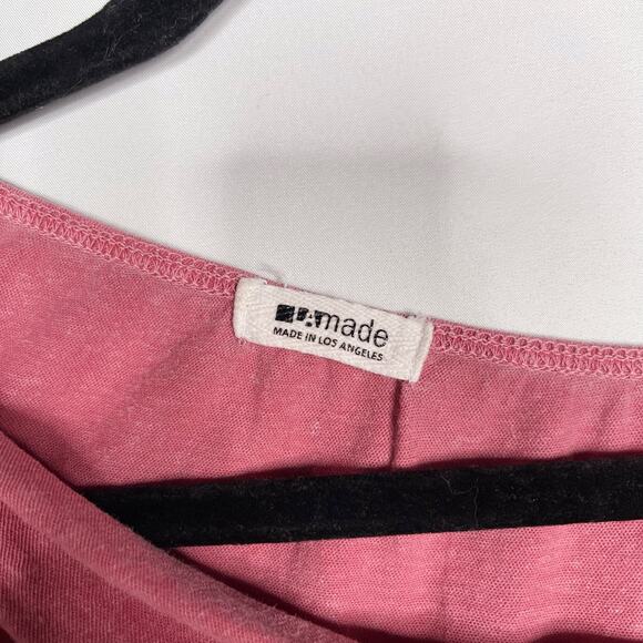 LA Made XSmall Pink Sylvie Off The Shoulder Tee Tshirt Linen Cotton Short Sleeve - Picture 6 of 11